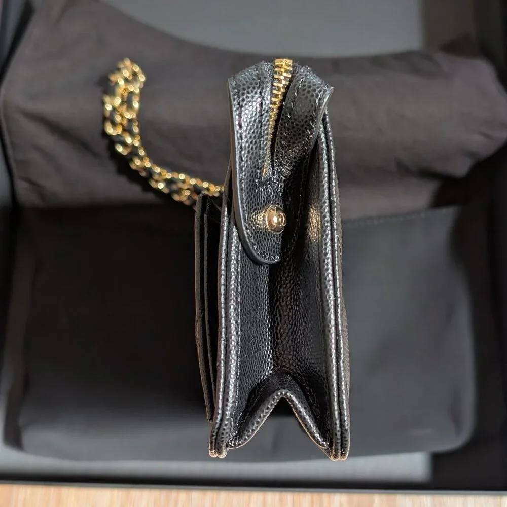 CHANEL Polly Pocket Quilted Caviar Pouch Wristlet Clutch